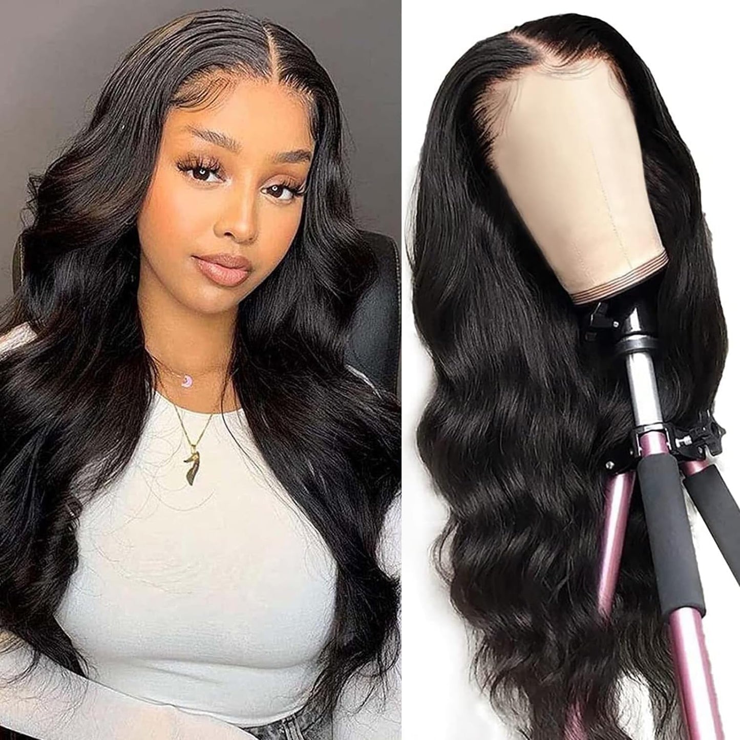 Body Wave Lace Front Wigs Human Hair Pre Plucked 4x4 Lace Closure Wigs Human Hair for Black Women 180% Density Brazilian Glueless Wigs Human Hair 22 Inch